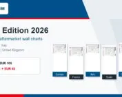 Poster Edition 2026 header showing six new European car aftermarket wall charts