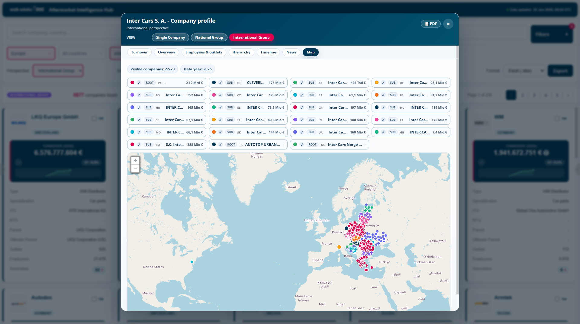 Automotive parts distributors — company profile with outlet map